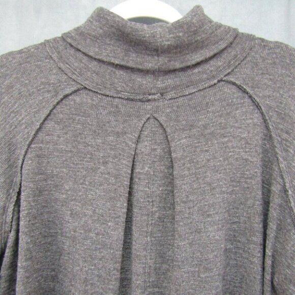 Free People We The Free Gray Split Back Turtleneck Tunic Top Size L Long Sleeve - Picture 7 of 10